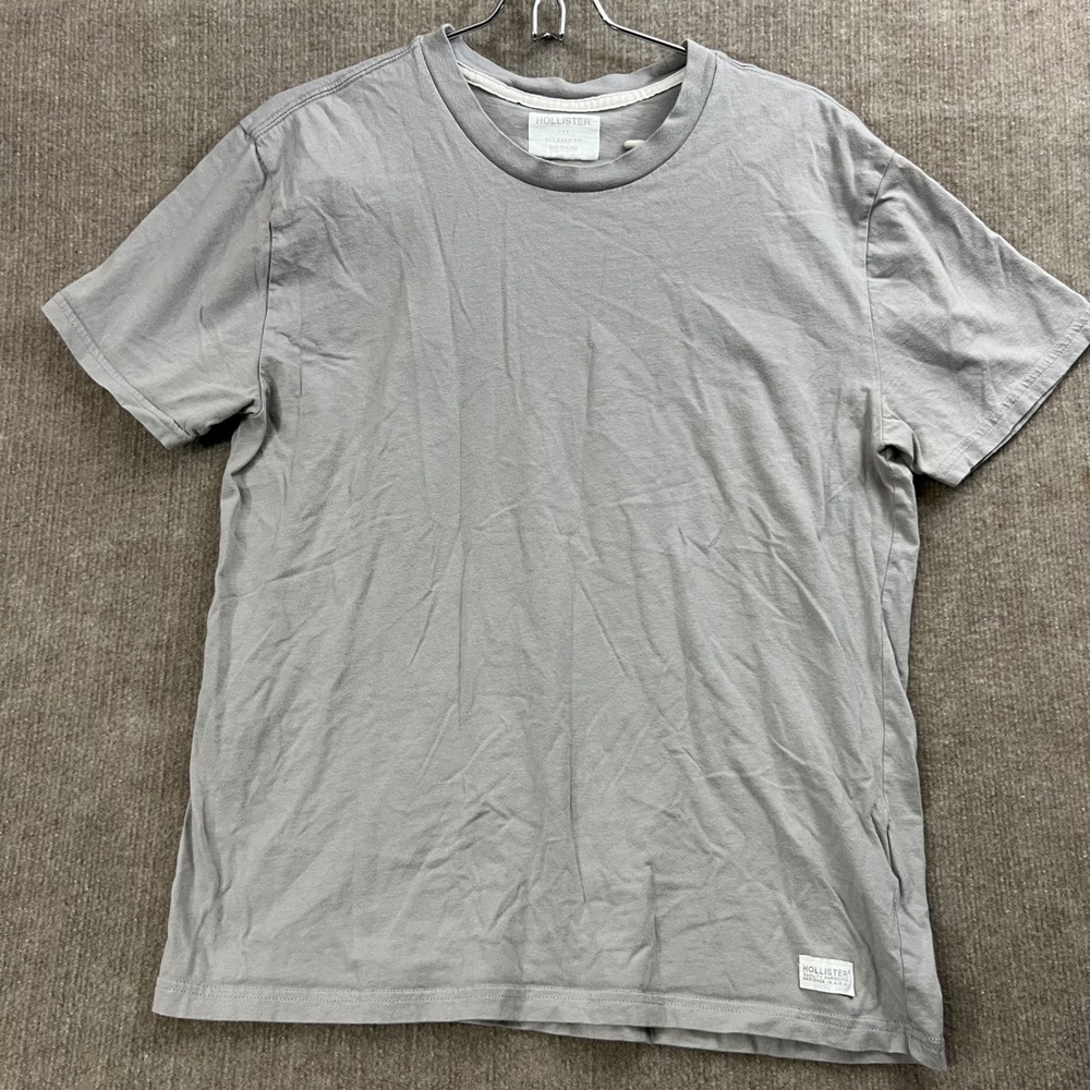 Hollister Relaxed Fit Medium Gray Cotton T Shirt‎ Mens Basic Tee